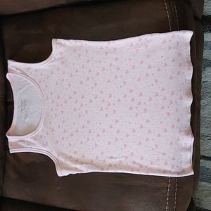 No bounties light pink tank top with heart designs on it, is a childrens large